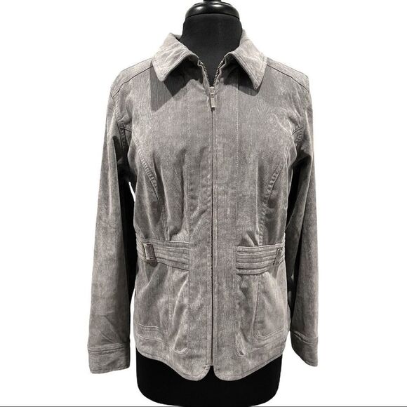 CHRISTOPHER & banks gray corduroy jean jacket style jacket sz M - Picture 1 of 12